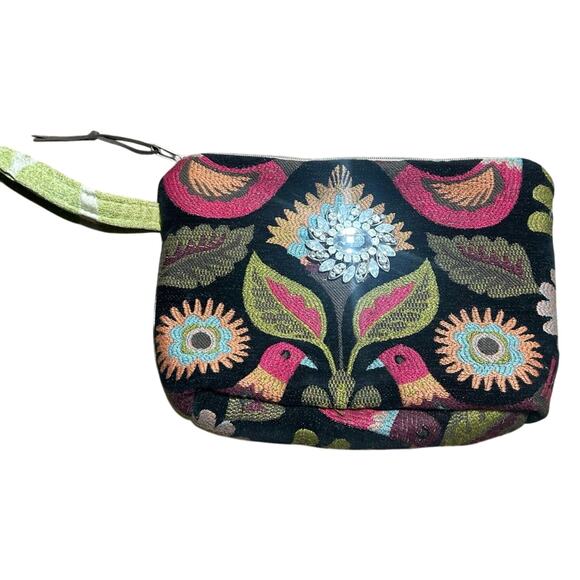 Floral Embroidered Wristlet Clutch - Picture 1 of 7